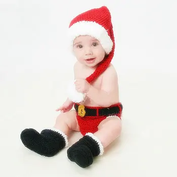 

Newborn Photography Props Baby Knit Hat Christmas Outfits Photo Props Costume Accessories Baby Bonnet Kids Cap Xmas Photo Set