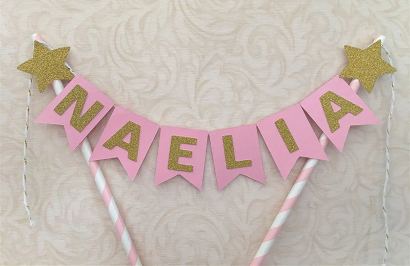 Decoration De Gateau A Personnaliser De Couleur Rose Or Scintillant Decoration De Fete Prenatale Avec Prenom Anniversaire De Fille Fete Prenatale Aliexpress