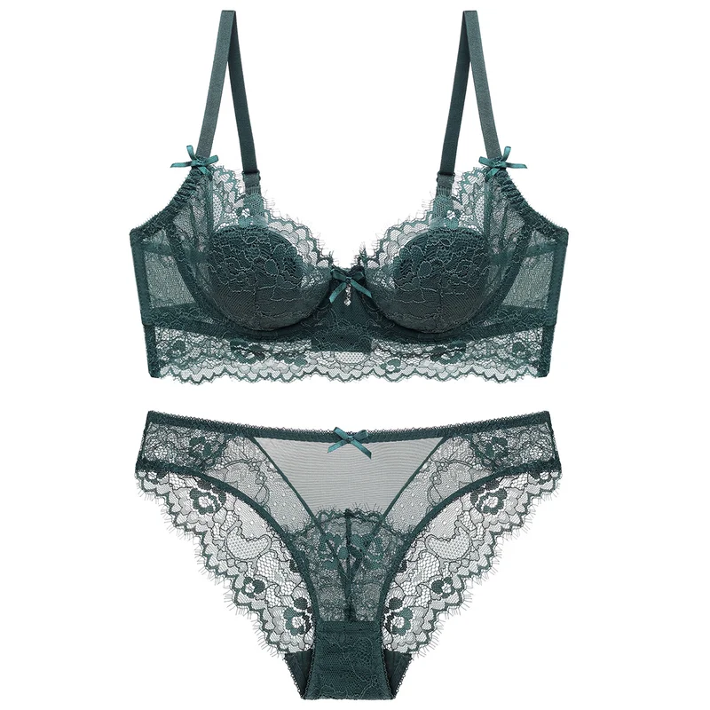 

New Brand Sexy Plus Size Bras for Women Push Up Ultra-thin Lace bra set Big Large Cup Adjusted-straps Underwear