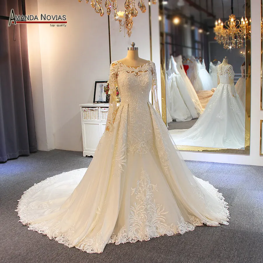 

Sparkling mermaid wedding dress with detachable train 2019