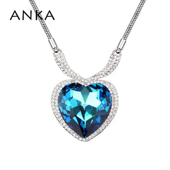 

Crystals From Austria Sweater Necklace Rhinestone Charm Long Chain Heart Design Rhodium Plated For Women Love Gift #93592