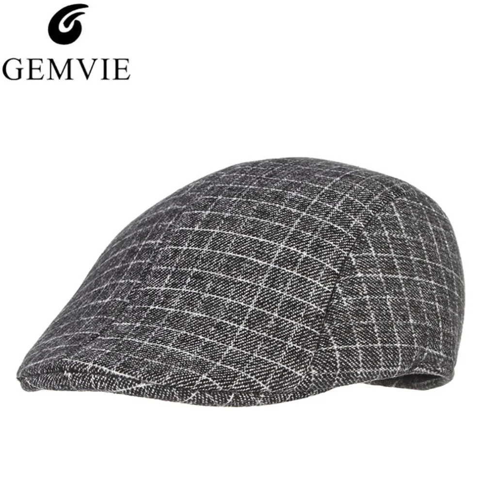 

England Style Plaid Berets For Men Peaked Caps Keep Warm Autumn Winter Hats Male Visor Beret Snapback Casquette Cap