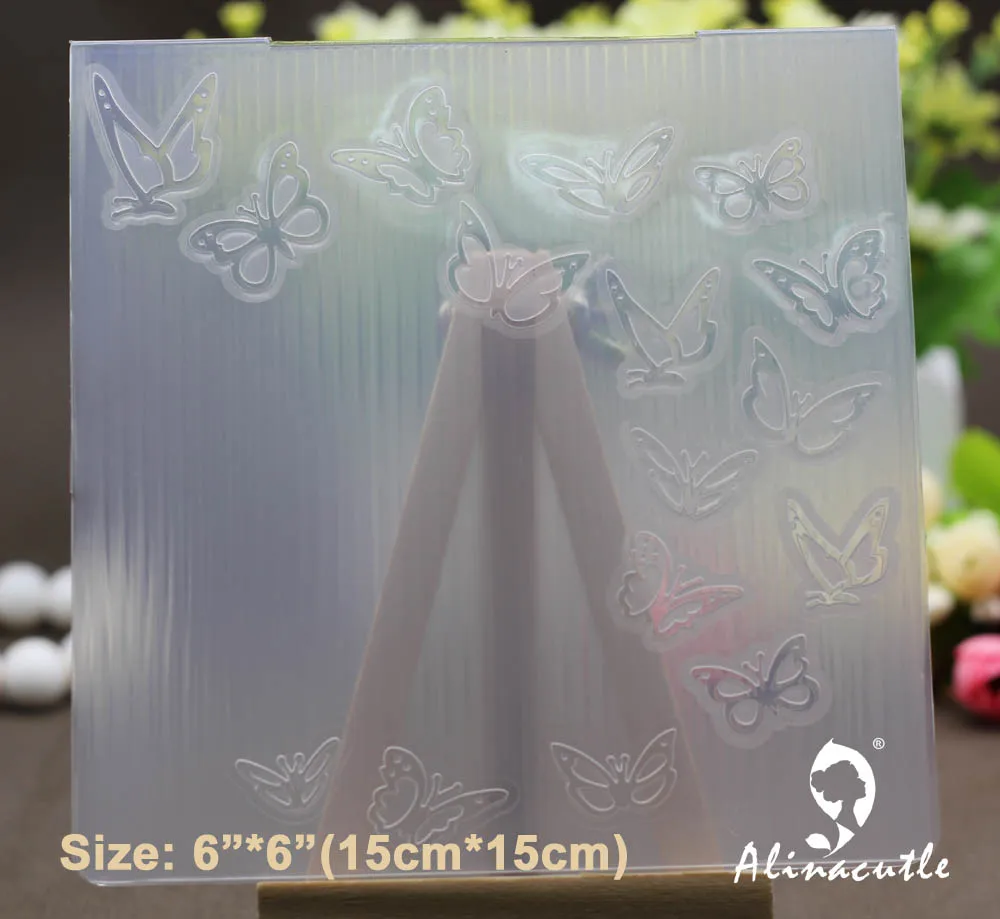 

6"x6" PLASTIC EMBOSSING FOLDER Alinacraft butterfly DIY scrapbook album card decoration paper craft background folder