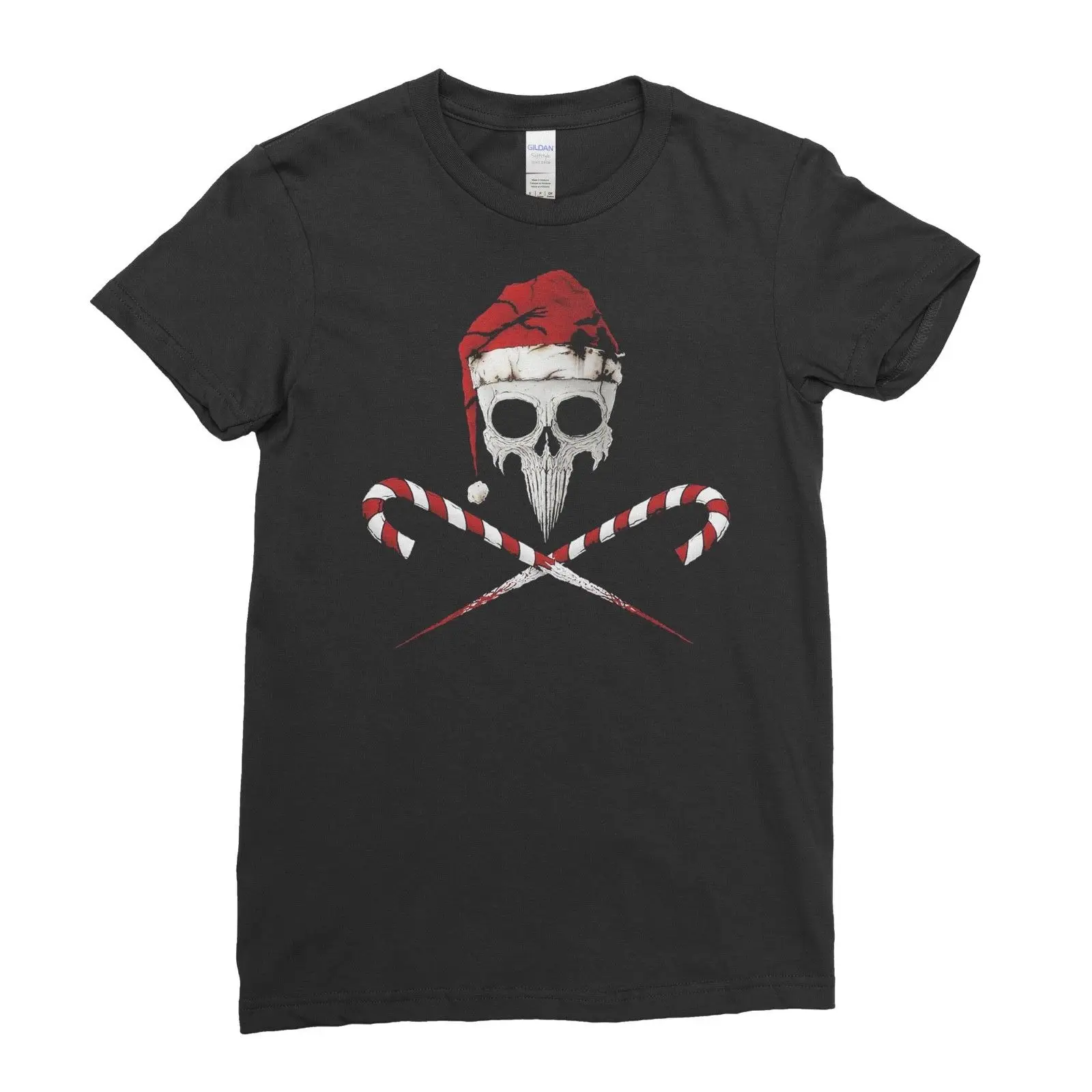 Punk Rock Skull Rock Santa Christmas Xmas Womens T Shirt Top Tee Cool