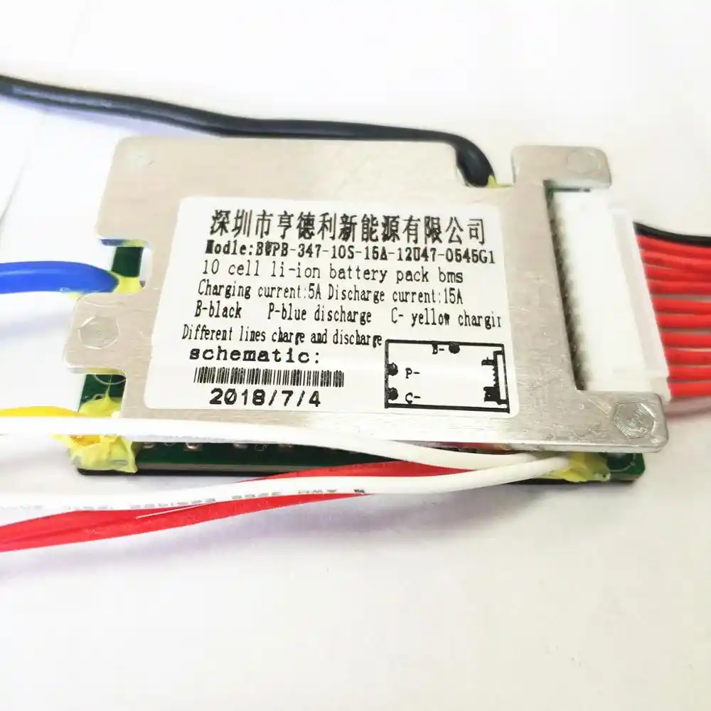 10s bms 36v e bike battery with on off switch NTC charging voltage 42v 15a pcm