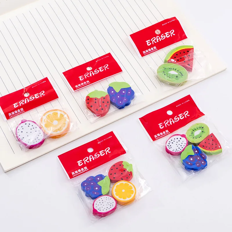 

1 Bag Watermelon Kiwi Creative Fruit Shape Eraser Student Eraser Wholesale Stationery