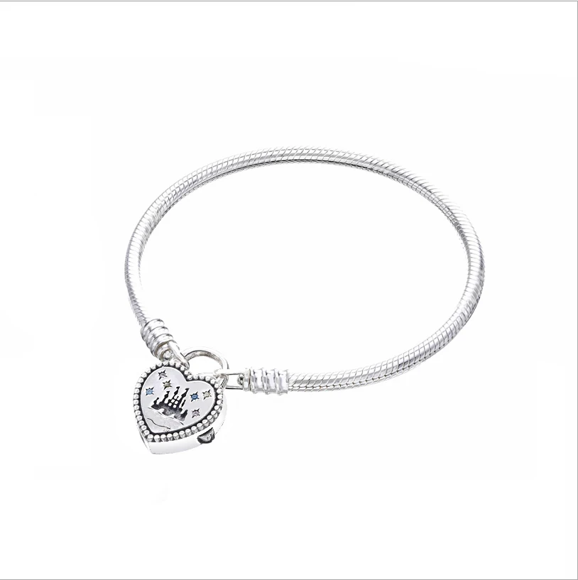 

Authentic, 925 sterling silver Mickey Castle Heart Bracelet Fit Original Charm Heart Bracelet DIY Jewelry