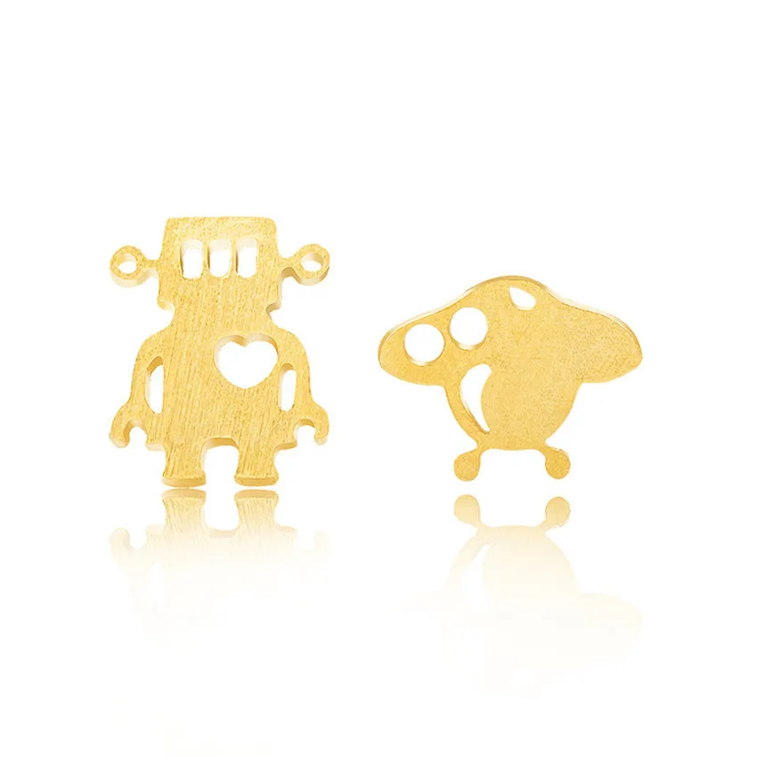 

New Product Stainless Steel Fashion Brincos Jewelry Gold Silver Color Unique UFO And Robot Stud Earrings For Women Party Gift