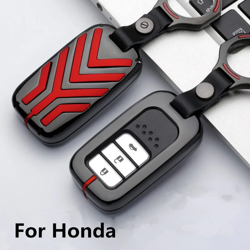 

Zinc alloy Key Car Cover Case For Honda Civic Vfc 2017 Accord 2003-2007 Cr-v Freed Pilot Style Car Key Ring Holder Keychain
