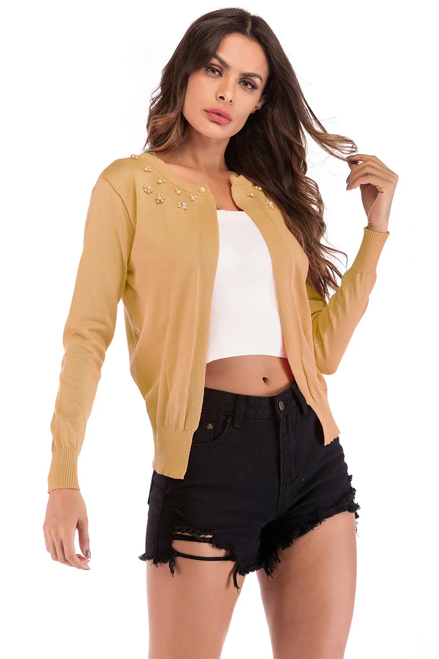 Gladiolus New Autumn Winter Sweater Women 2018 Long Sleeve Beading Single Button Casual Knitted Cardigan Women Sweater Jumpers (12)