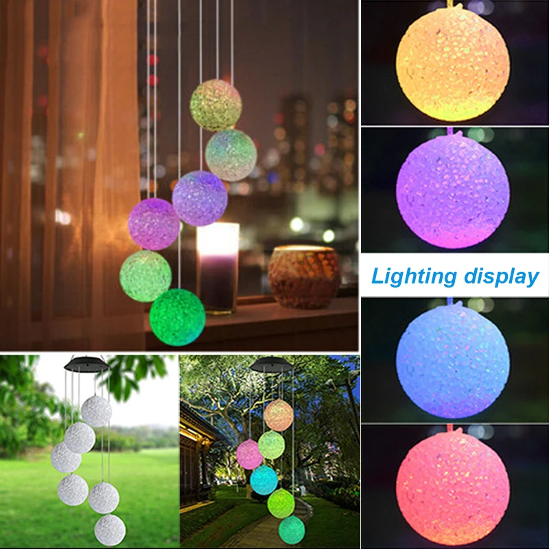 LED Solar Multicolor Hanging lamp waterproof Wind bell light Outdoor Festival Party lighting Garden Night Decoration Chandelier