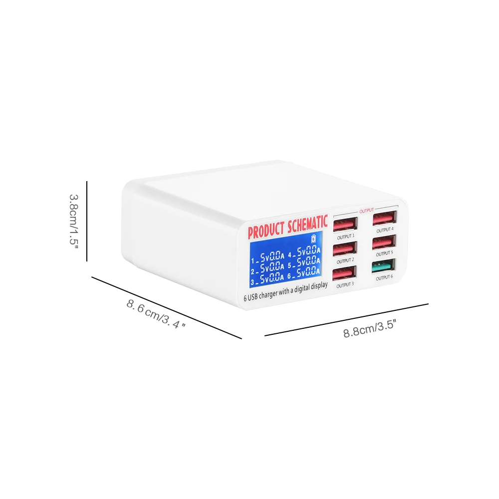 Универсальный 6 USB зарядное устройство концентратор 40 Вт 5 В 6A умный светодиодный дисплей зарядная станция для мобильного телефона Быстрая зарядка 3,0 usb Зарядка адаптер питания - Тип штекера: Европейский Союз (ЕС)