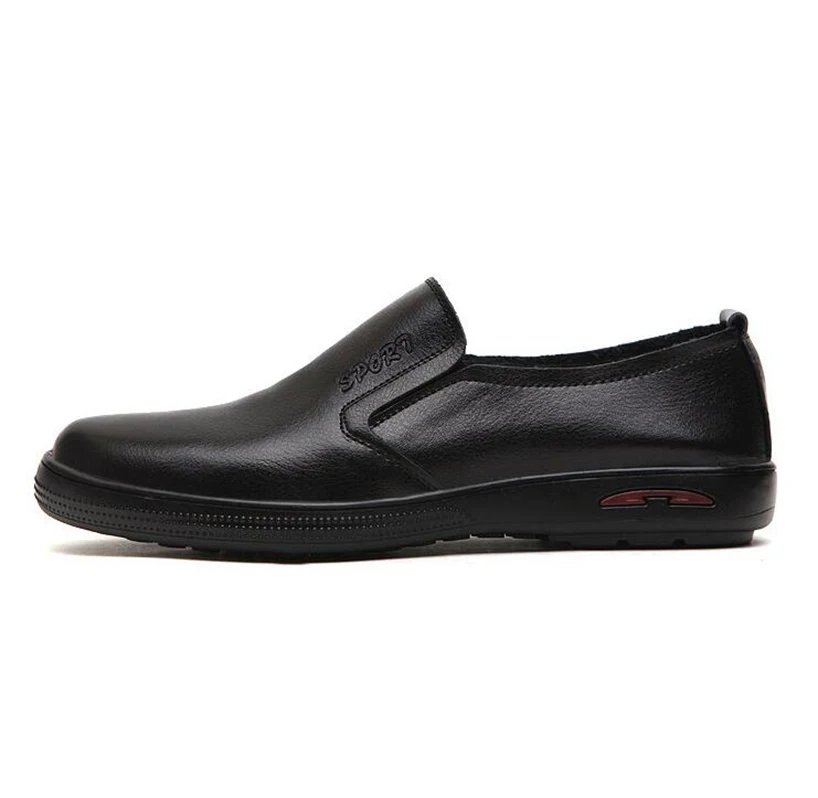 Monstceler/мужская повседневная обувь в британском стиле; Черная Мужская обувь из натуральной кожи на мягкой плоской подошве без застежки; большие размеры 45, 46, 47