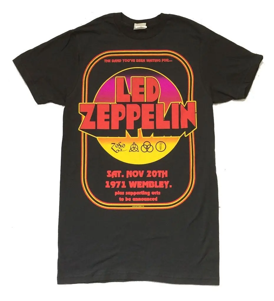 

Led Zeppelin Wembley 1971 Dark Grey T Shirt New Official Reissue Soft