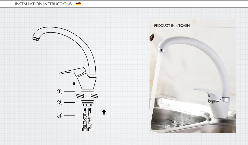 LEDEME Kitchen Faucet Bend Pipe 360 Degree Rotation with Water Purification Features Spray Paint Chrome Single Handle L5913
