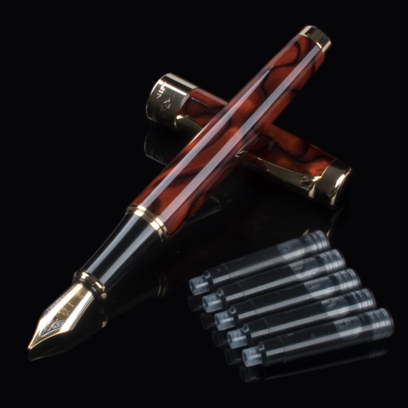 

Jinhao 1200 Luxury Gold Clip Fountain Pen Wine Red Metal Ink Pens Teacher Student Friend Gift Stationery with Box