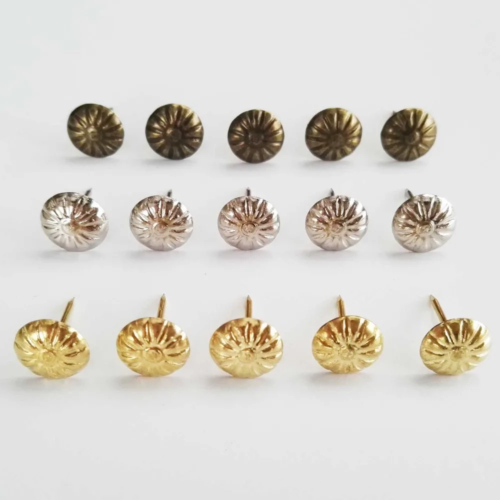 Flower Upholstery Nail Jewelry Chest Wine Box Case Furniture Sofa Door Decor Tack Stud Pushpin Hobnail Large Head Doornail 50pcs