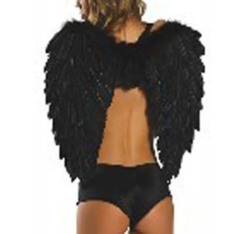 Белый и черный костюм-Крылья ангела перо крыло для вечерние или фестиваль, перо Хэллоуин аксессуар для взрослых mw02