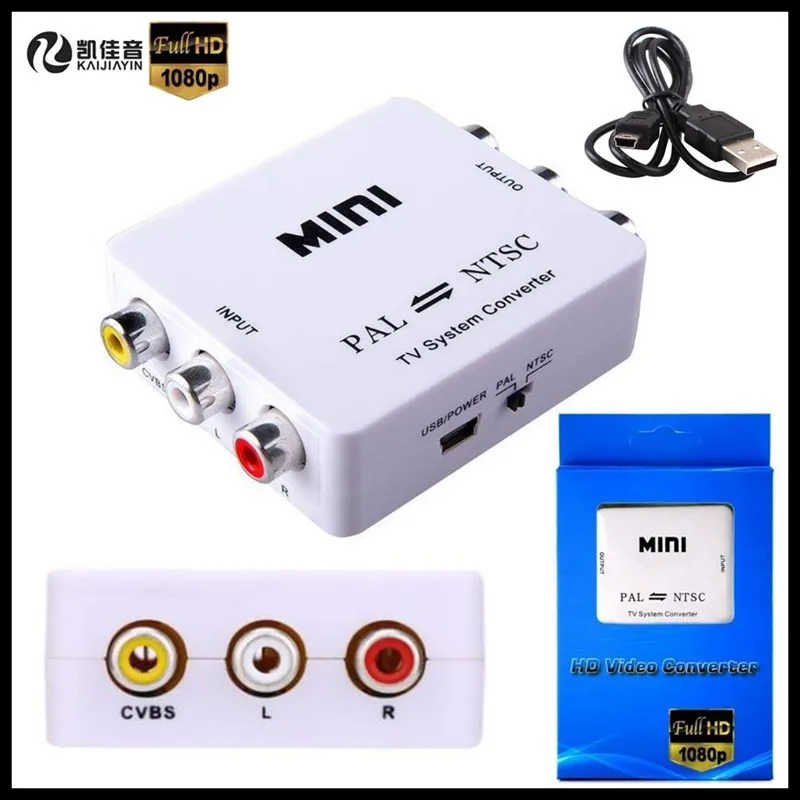 

10pcs! 1080P HD MINI TV System Converter PAL to NTSC Adapter (Conversion to each other) for DVD/VCR/DVR/PS2/TV/Monitor/Projector