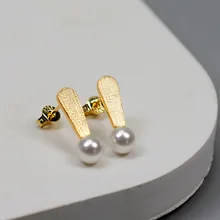 Женские серьги-гвоздики с жемчугом, 925 пробы, серебряные, с надписями, модные ювелирные изделия