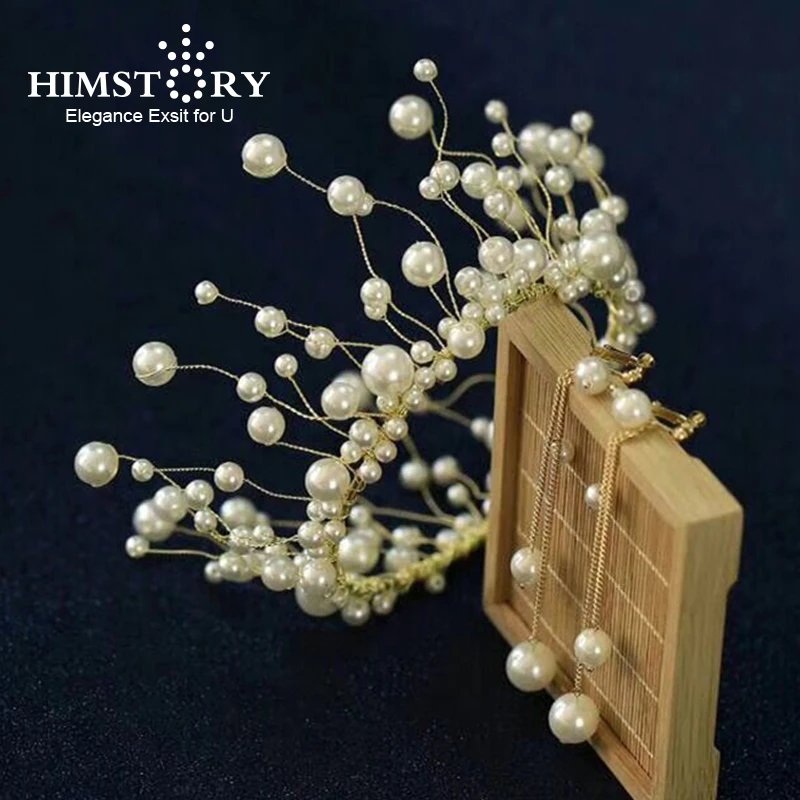 

Himstory Sweet Circle Round Pearl Hair Crowns Bridal Princess Princess Pageant Engagement Wedding Hair Accessories
