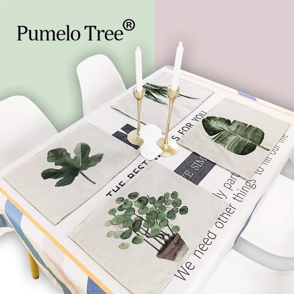 

Leaf Table Set Placemats 2/4/6Pieces Drink Coaster Table Napkins Home Decoration Nordic Pad On The Table Pad American Placemats