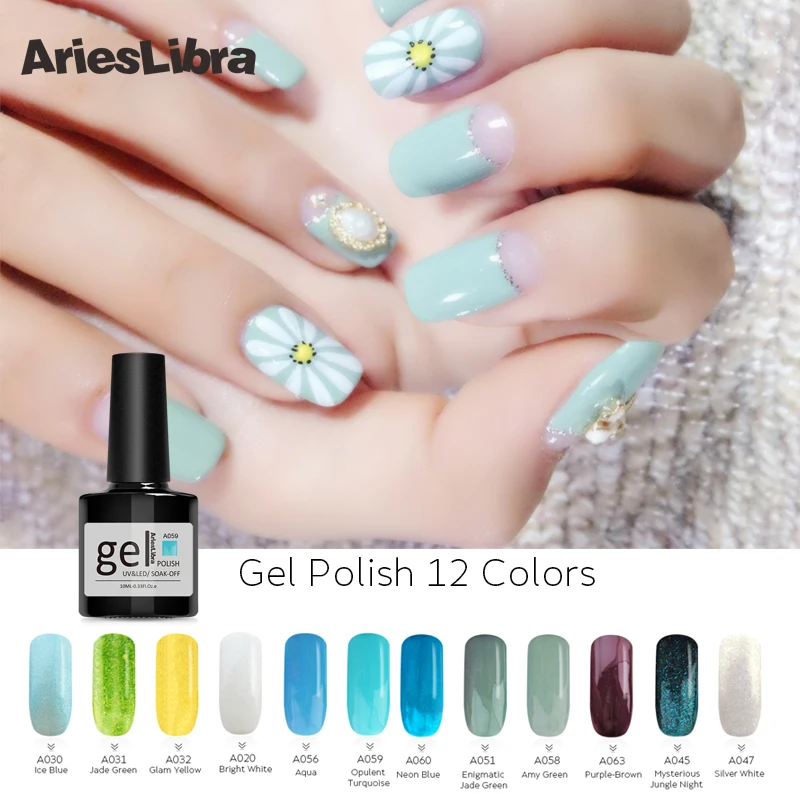 

AriesLibra 10ML Nail Gel Polish Manicure Long-lasting LED UV Nail Colorful Lacquer Glue Vernis Semi Permanent Nail Art