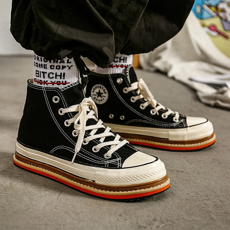 

Fashion canvas high-top flat sole shoes men's sports shoes leisure running shoes
