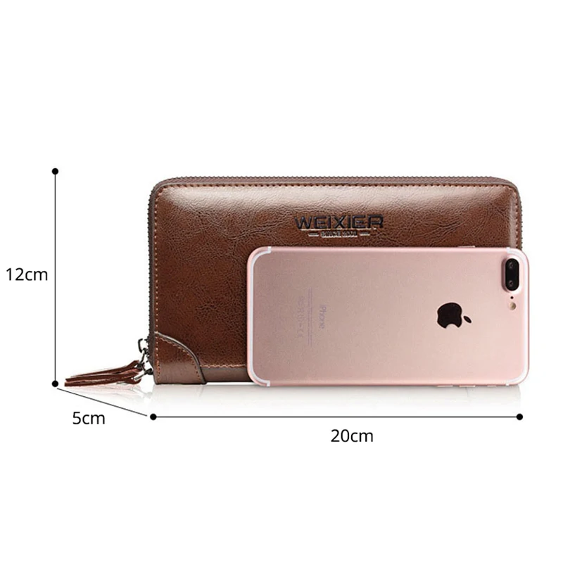 Brand Long Wallet Men Double Zipper Coin Pocket Purse Men Wallets Casual Business Card Holder Vintage Large Wallet Male Clutch Brand Long Wallet Men Double Zipper Coin Pocket Purse Men Wallets Casual Business Card Holder Vintage Large Wallet Male Clutch