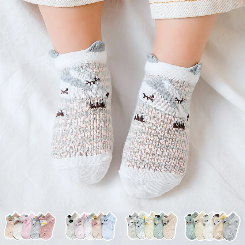 

0-12Y Breathable mesh 5PCS Baby Kids Cute Cartoon Socks Newborn Infant Toddler Soft Cotton Cartoon Sock Comfortable Ankle Socks