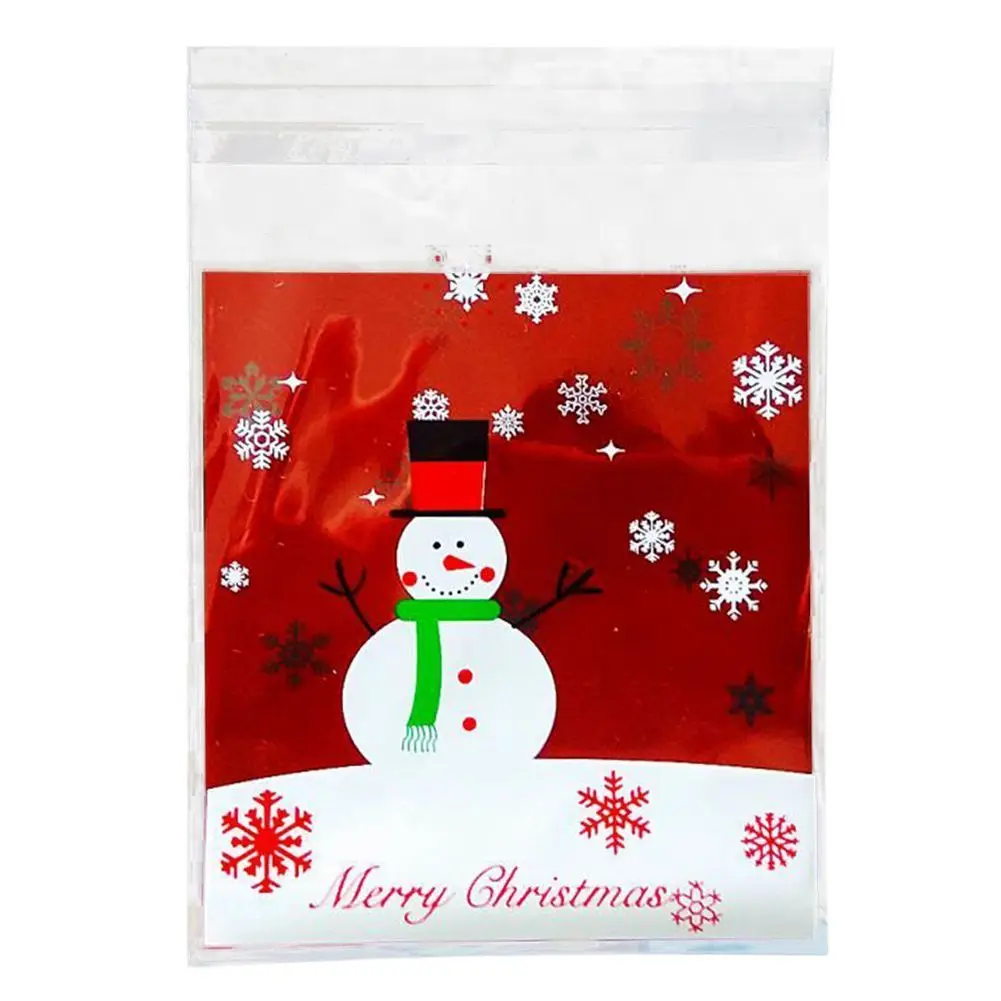 100 шт рождественские пакетики мешочки Снеговик упаковочная сумка для бисквитного печенья конфеты