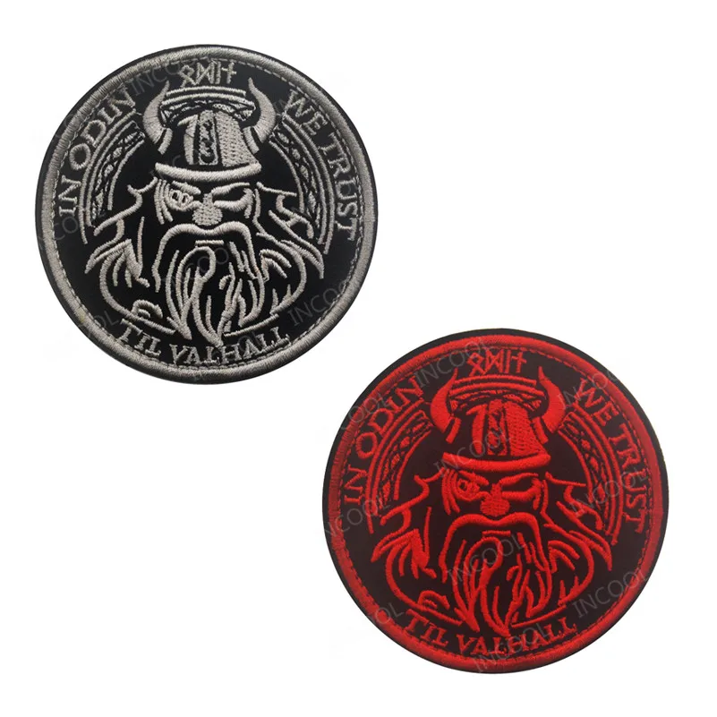 

IN GOD WE TRUST Viking Embroidered Patches Tactical Military Morale Patches Applique Fabric Embroidery Badges Patches for Jacket