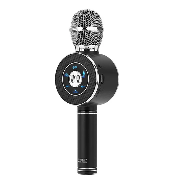 Модный светодиодный светильник, мигающий динамик, микрофон, микрофон для караоке, беспроводной usb микрофон, bluetooth микрофон для ПК телефона - Цвет: Black