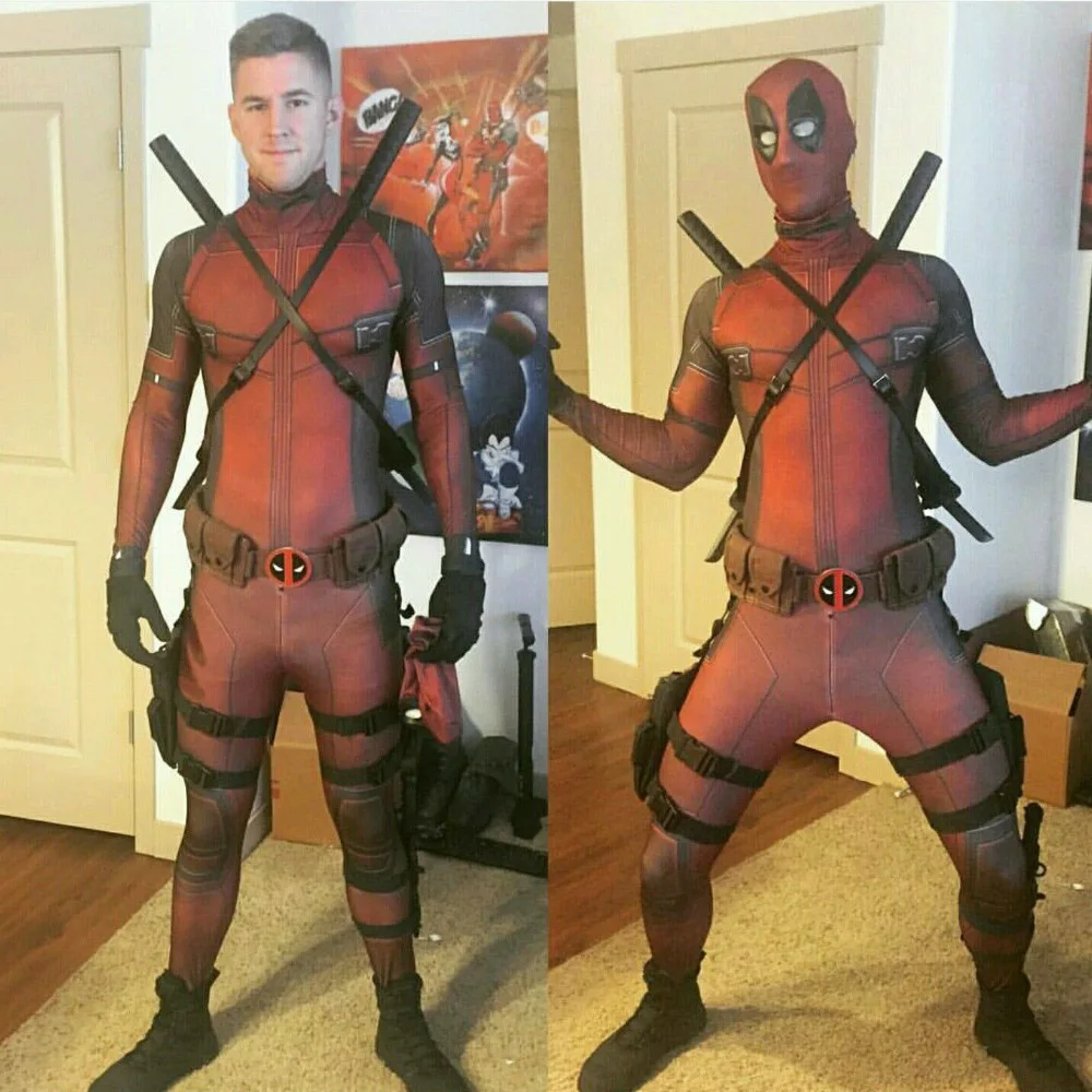 

OVIGILY Marvel Halloween Cosplay Full Body Deadpool Costume Adult Digital Print Lycra Costume Kids Deadpool Cosplay Zentai Suits