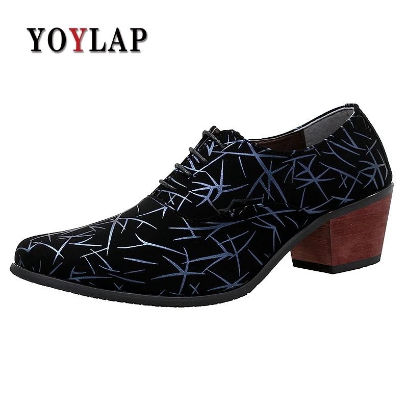 Yoylap/брендовые оксфорды в британском стиле для мужчин; кожаные оксфорды; Мужская официальная Обувь На Шнуровке; модельные туфли на высоком каблуке в деловом стиле