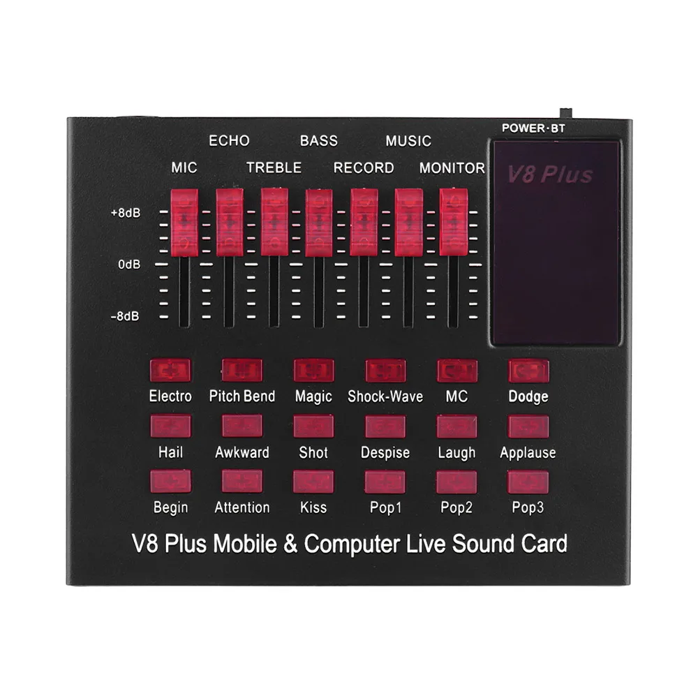 

Multifunctional Rechargeable Mobile & Computer Live Sound Card USB Audio Interface Multiple Sound Effects BT Connection