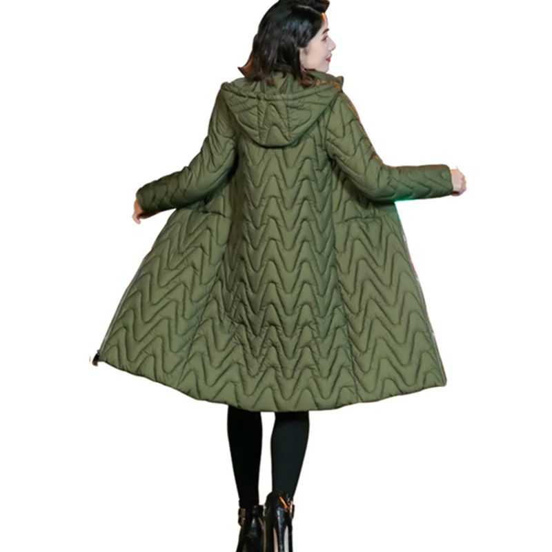 Женские хлопковые куртки, плюс размер, хлопковое пальто для девушек с капюшоном, длинное зимнее пуховое пальто с хлопковой подкладкой, женские утепленные парки