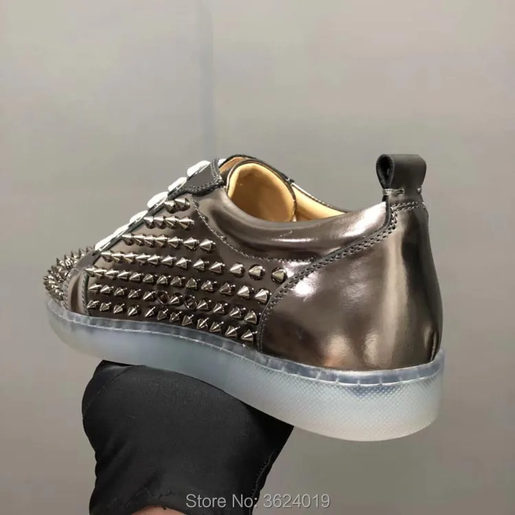 Cl Espejo Remaches Zapatos Planos Rojo Casuales Andgz De Cuero Corte Plata Transparente Mocasines Calzado Hombre Bajo Fondo Para dIEBq