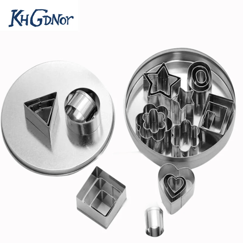 

KHGDNOR 24pcs/set Stainless Steel Cookie Cutters Star Heart Flower Round Shape Biscuit Molds Fondant Clay Cutters Baking Molds