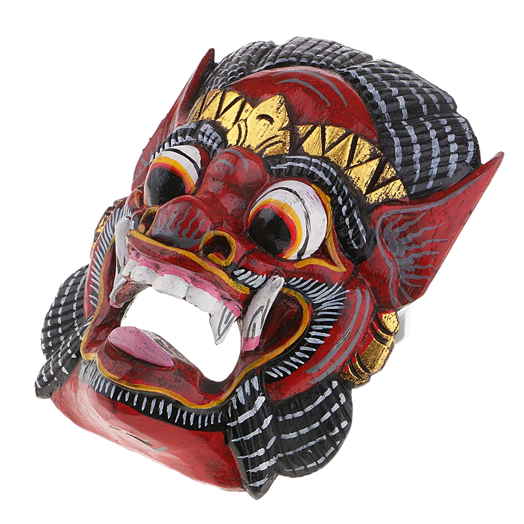 MagiDeal Antique Asian Thailand Wooden Carving Facial Mask Wall Hanging Art Crafts DIY Home Decoration