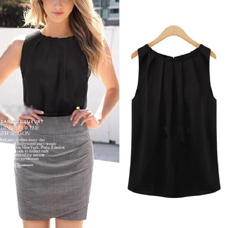 Size S/M/K/XL/XXL/XXXL Hot Dropship Office Women Comfortable Chiffon 5 Colors 1PC White Women's Blouses Sleeveless Black Soft Size S/M/K/XL/XXL/XXXL Hot Dropship Office Women Comfortable Chiffon 5 Colors 1PC White Women's Blouses Sleeveless Black Soft