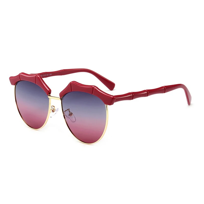 Red w blue pink lens Новейшие Круглые очки с полароидным стеклом Женские винтажные пластиковые красные оправы женские солнцезащитные очки маленькие очки Oculos De Sol - Цвет линз: Red w blue pink lens