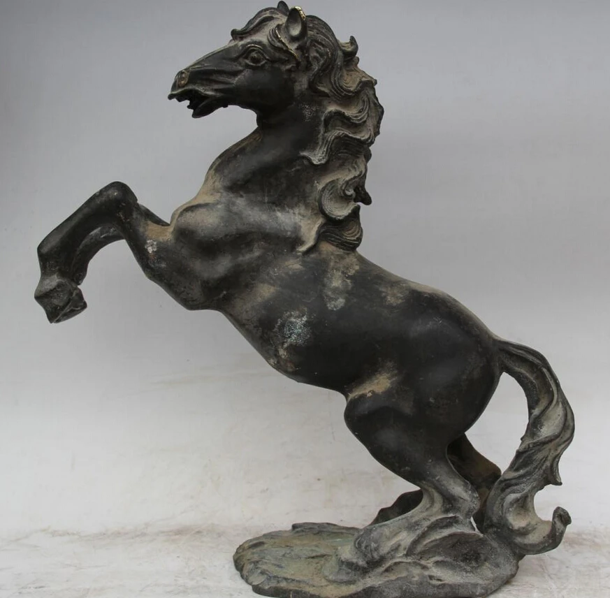 

S5770 15" Chinese Bronze Folk Run success FengShui Zodiac Year Horse Statue sculpture D0318