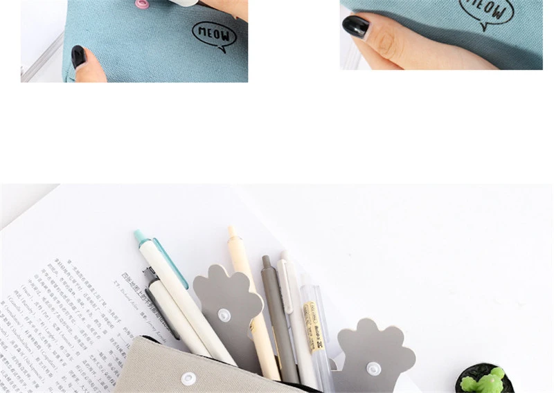 1 шт. холщовый чехол для карандашей с милым рисунком когтей кошки, сумки для карандашей Kawaii, канцелярские сумки, студенческий чехол для ручек, офисные школьные принадлежности