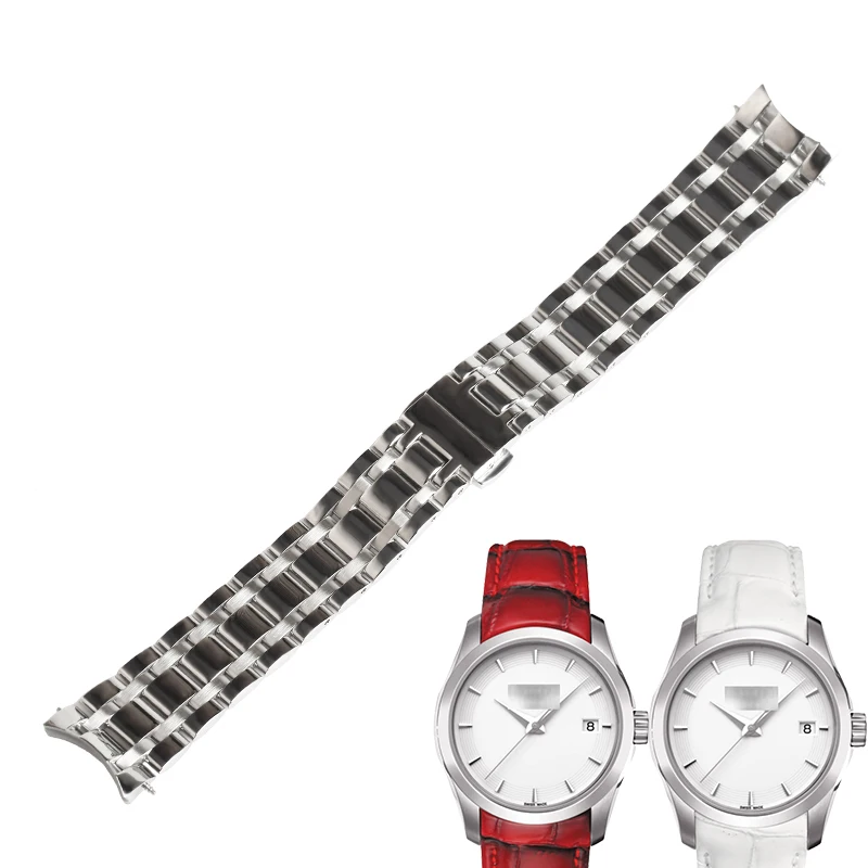 Wentula Pulseiras de Relógio para Couturier T035.210 T035.207 Aço Inoxidável Banda Sólida Dobrável Fivela Mulher