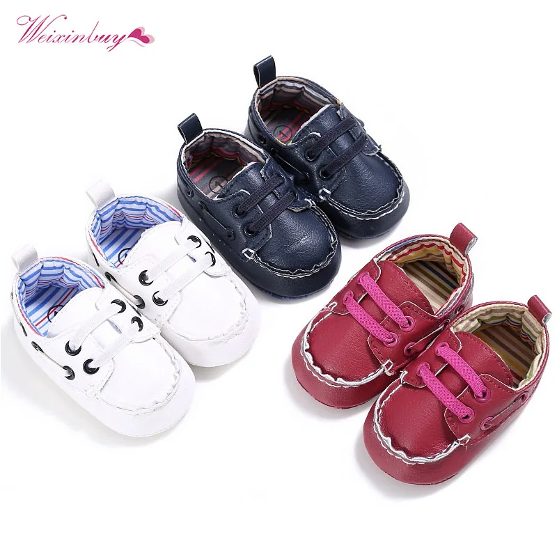 

WEIXINBUY Baby Boy Girl Soft Sole Crib Shoes PU Leather Sneakers Prewalker Casual Sports Shoes 0-18M