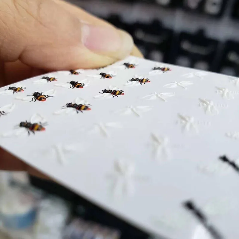 Nail Stickers Decals 3D Acrylic Engraved Natural bee Nail Water Decals Fashion Empaistic Water Slide Decalsi Z094 1pc