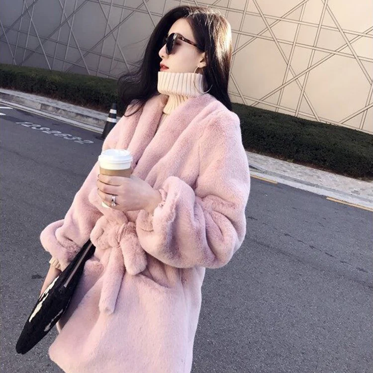 Теплая шуба женская длинная секция новая Корейская версия норкового меха модное темпераментное пальто из искусственного меха зимняя