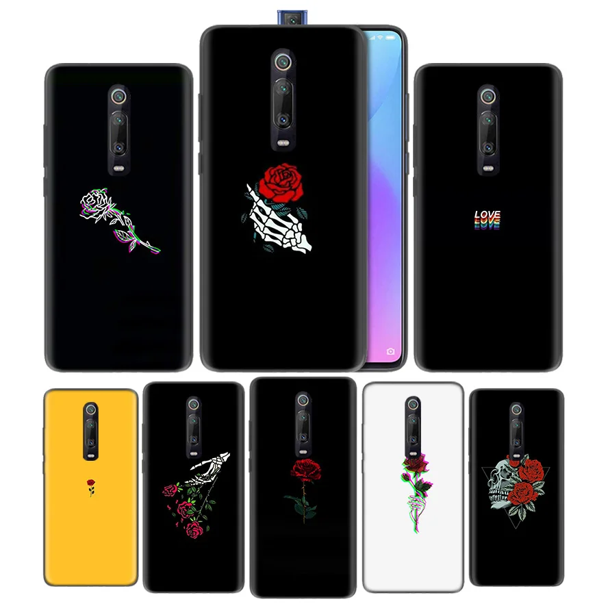 

Silicone Case for Xiaomi Redmi K20 Pro K20Pro Mi 9T RedmiK20 9 Shell Cell Moblie Phone Black Aesthetic Rose