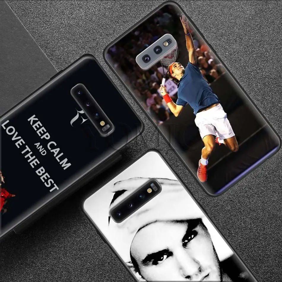 

Tennis Roger Federer RF Silicone Case for Samsung Galaxy S10e S9 S8 S10 Plus S7 Note 9 8 A50 A70 Black Soft Case Coque s10+ S9+